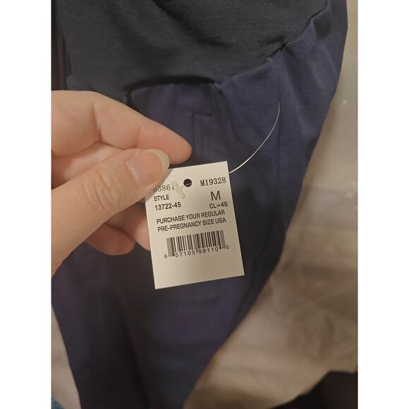 A Pea in the Pod Maternity Full Panel Navy Twill Khakis  Pockets Size Medium - Picture 7 of 7